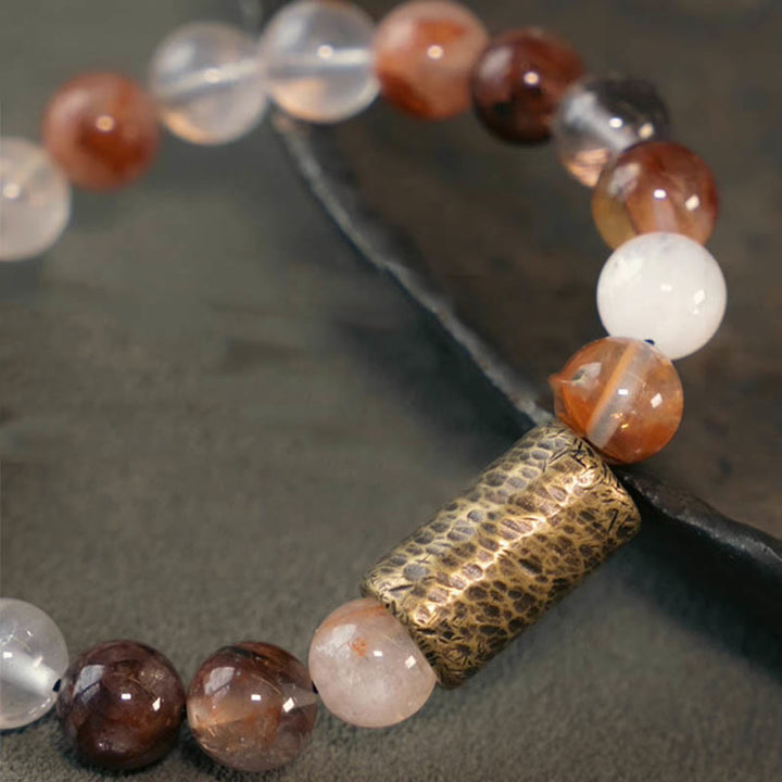 Armband Weißer Kristall – Schutz mit Rosenquarz und Natursteinen elastisch