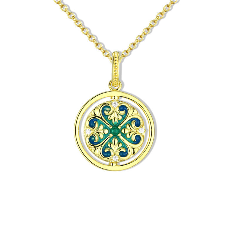 Goldkette Anhänger Tibetisch Lotusblüte Zirkonia