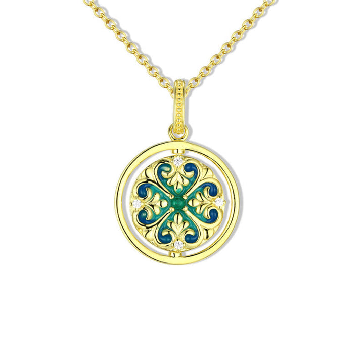 Goldkette Anhänger Tibetisch Lotusblüte Zirkonia