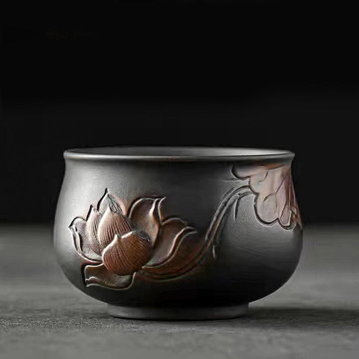 Teetassen Keramik Lotus Drache Landschaft Lotusblatt