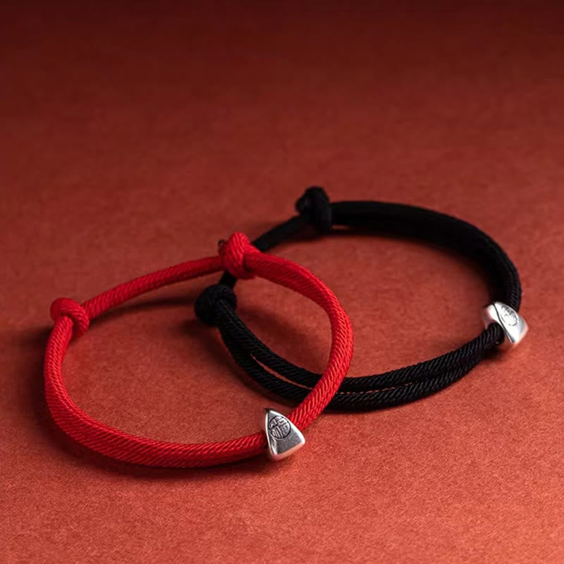 Armband 925 Silber Fu Zeichen Segen Handgemacht Geflochten