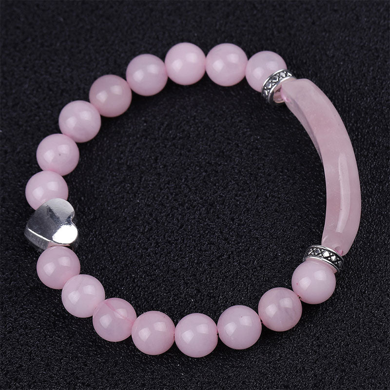 Rosenquarz Armband Kristall Perlen Unisex Herz elastisch Naturstein