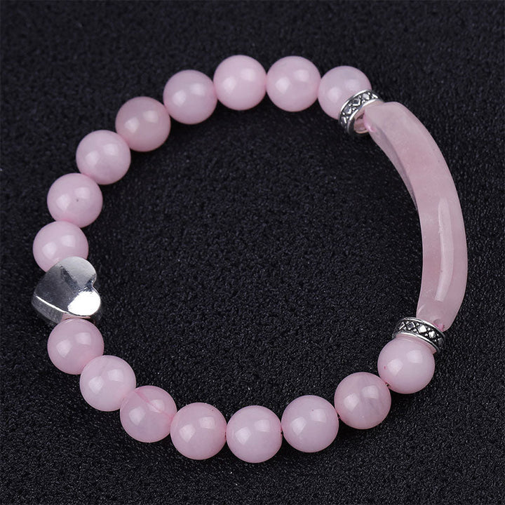 Rosenquarz Armband Kristall Perlen Unisex Herz elastisch Naturstein