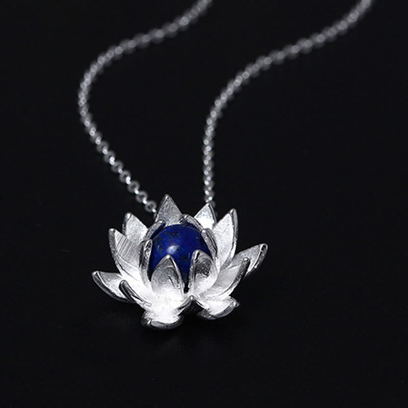 Anhänger Lazurit Lotus Silber