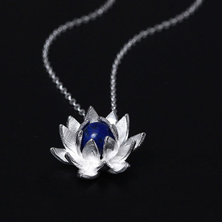 Anhänger Lazurit Lotus Silber