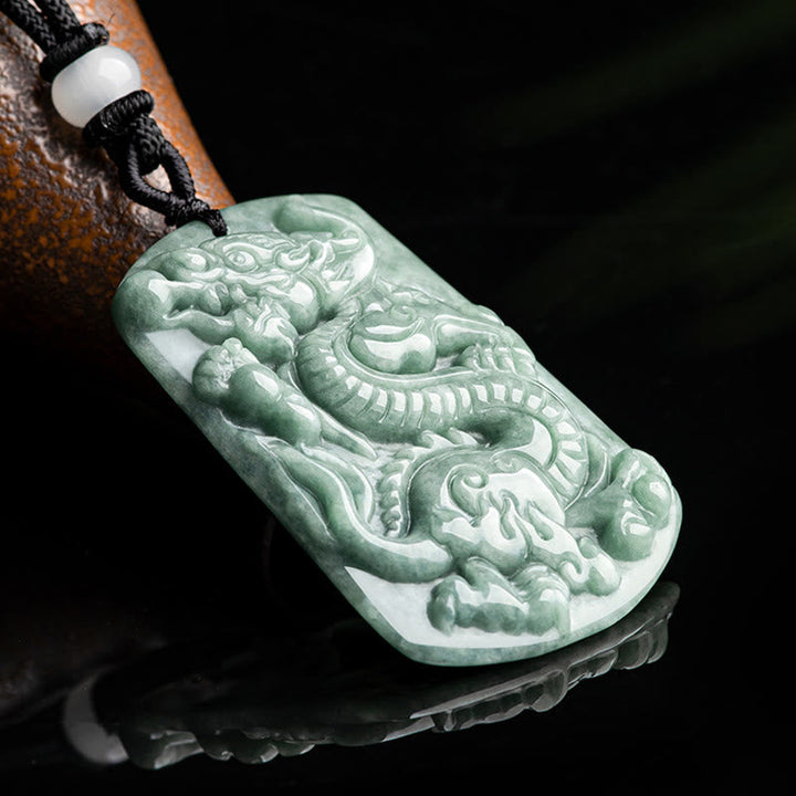 Kette Jade Drachen Amulett Tierkreis Erfolg grün