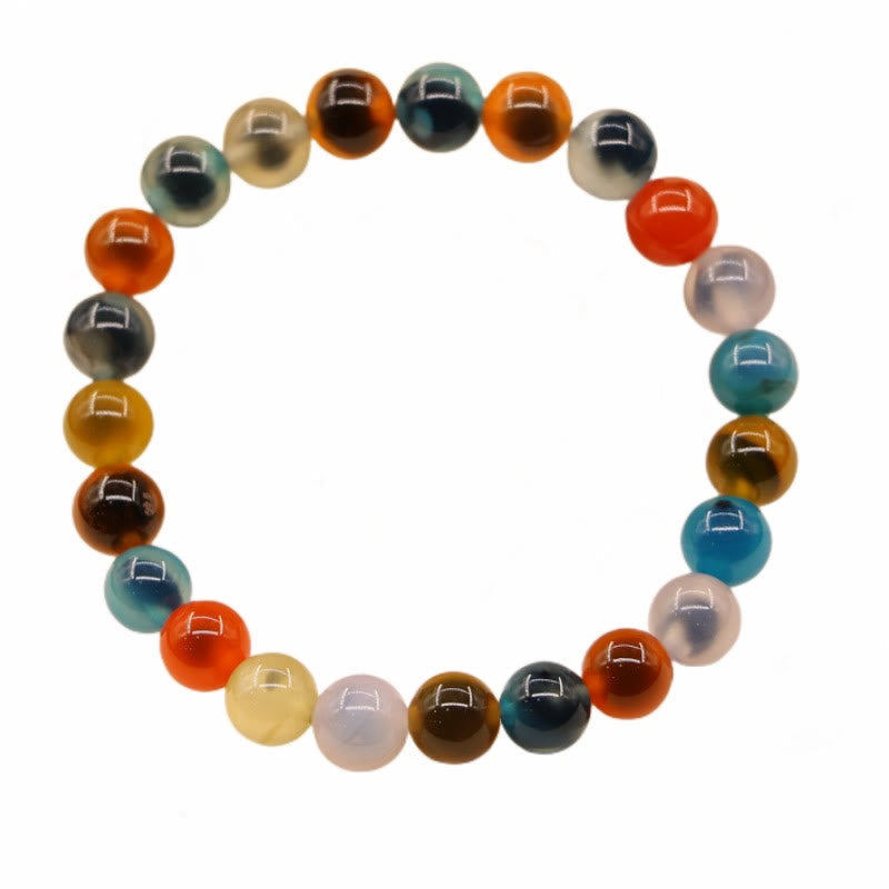 Armband Achat – Heilung & Stärke, mehrfarbige Natursteine, elastisch