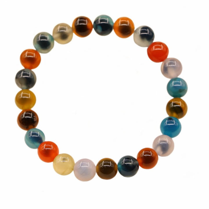 Armband Achat – Heilung & Stärke, mehrfarbige Natursteine, elastisch