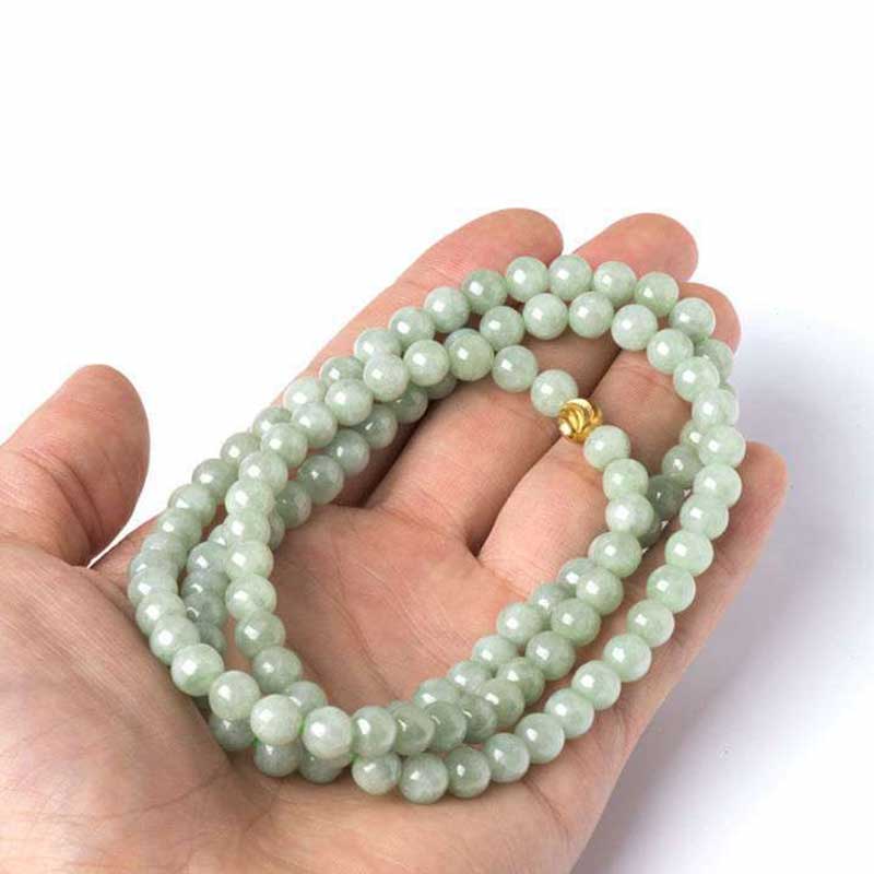 Mala 108 Perlen Jade Glück grüne facettierte Perlen Armband Hand