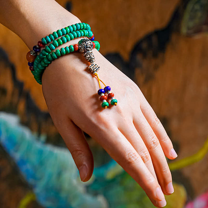 Mala 108 Perlen Türkis – Schutz Armband Hand grüne Perlen Quaste