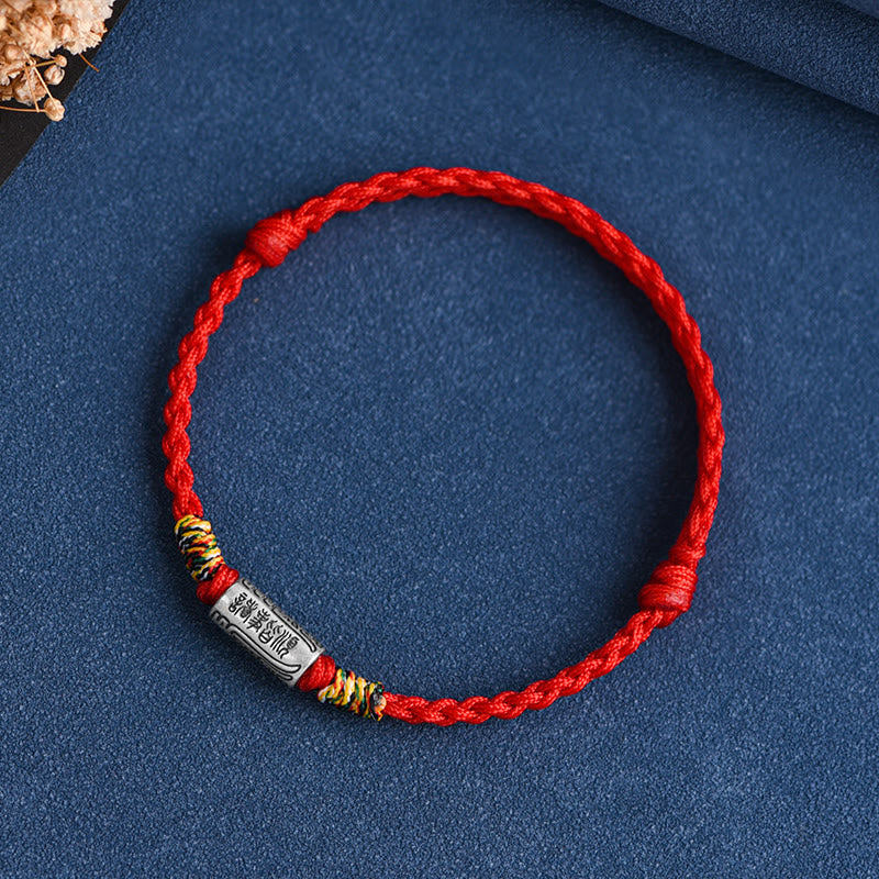 Rotes Armband 925 Silber – Schutz & Stärke geflochtene Schnur Flachansicht