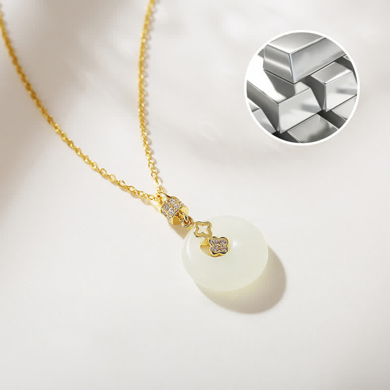 Kette weiße jade münzblüte – harmonie & wohlstand