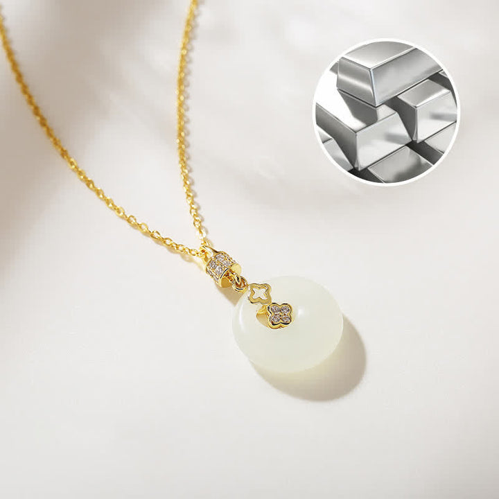 Kette weiße jade münzblüte – harmonie & wohlstand