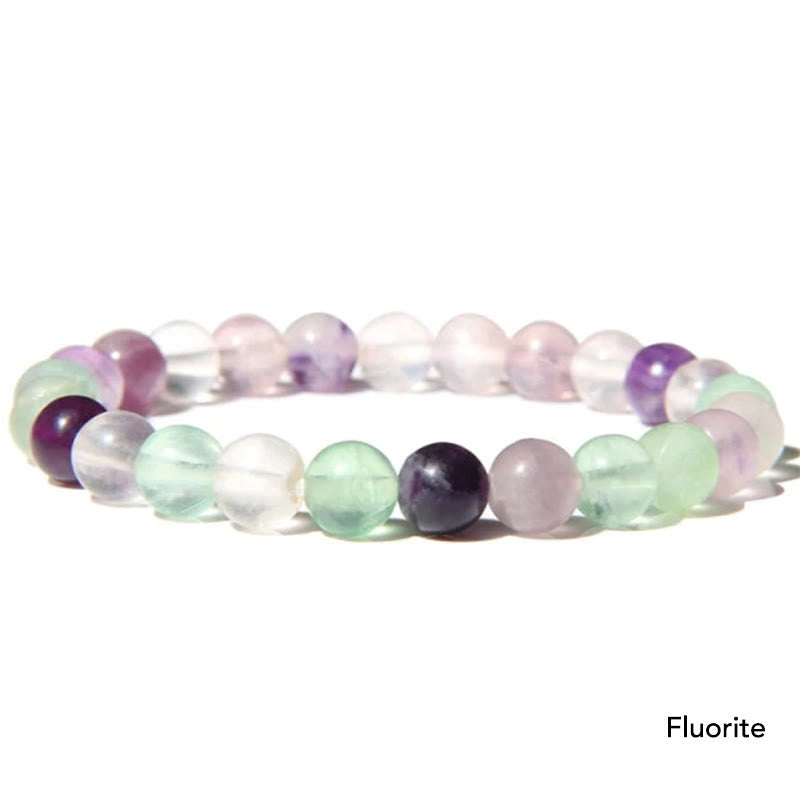 Fluorit Armband Kristall elastisch mehrfarbig Perlen Naturstein Balance