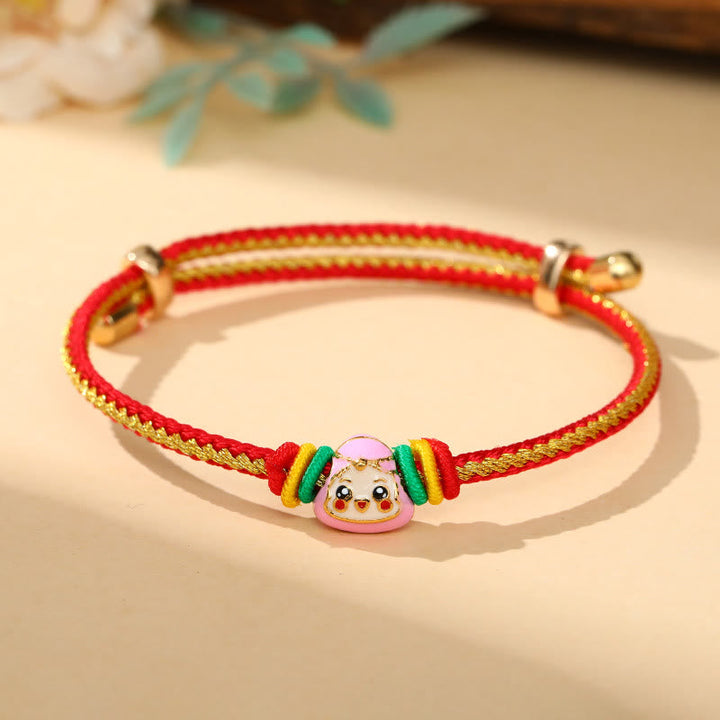 Rotes Armband Bunt Zongzi Glück mit niedlichem Anhänger Regenbogen elastisch