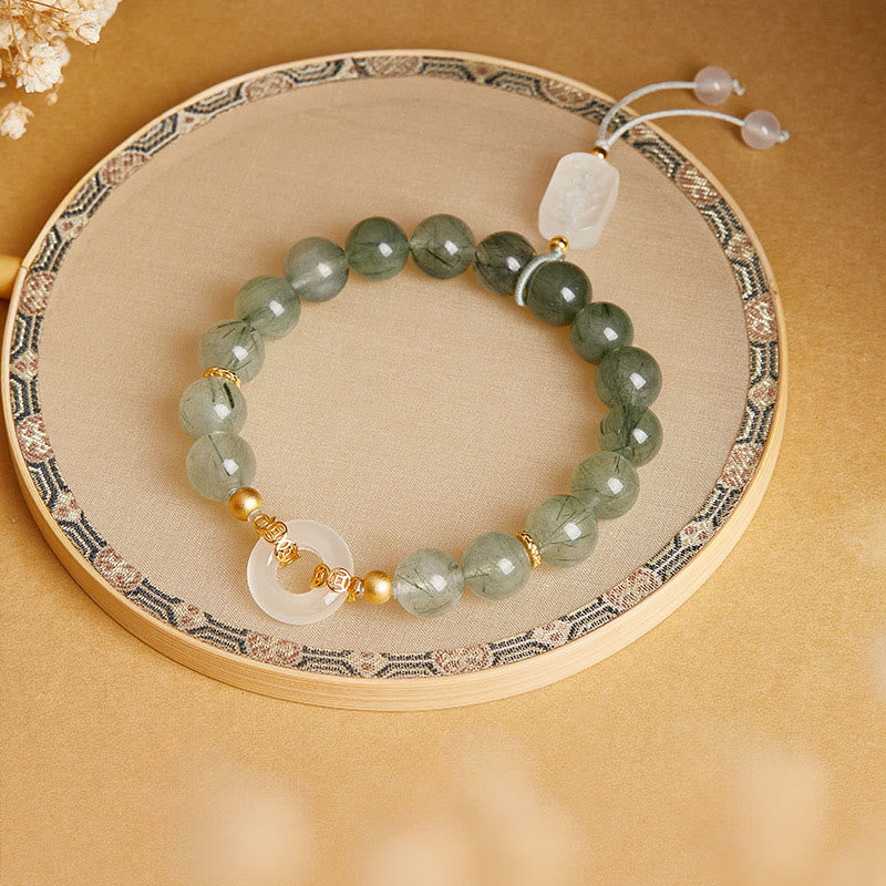Armband 925 Silber Chalcedon Frieden Mut grüne Perlen Jade Anhänger