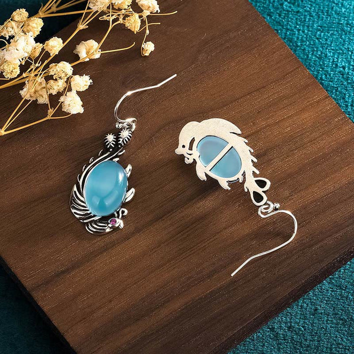 Ohrringe Chalcedon Koi – Balance & Vitalität Silber blau Boho Schmuck spirituell