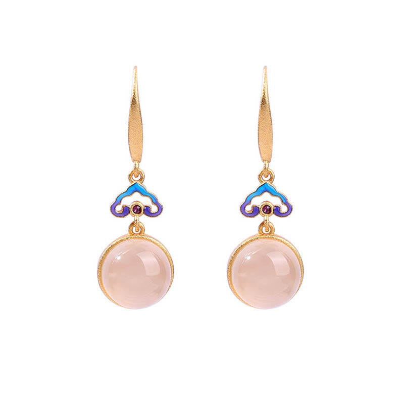Chalcedon Ohrringe Silber vergoldet rosa Cloisonné Boho Schmuck Harmonie Ohrhänger