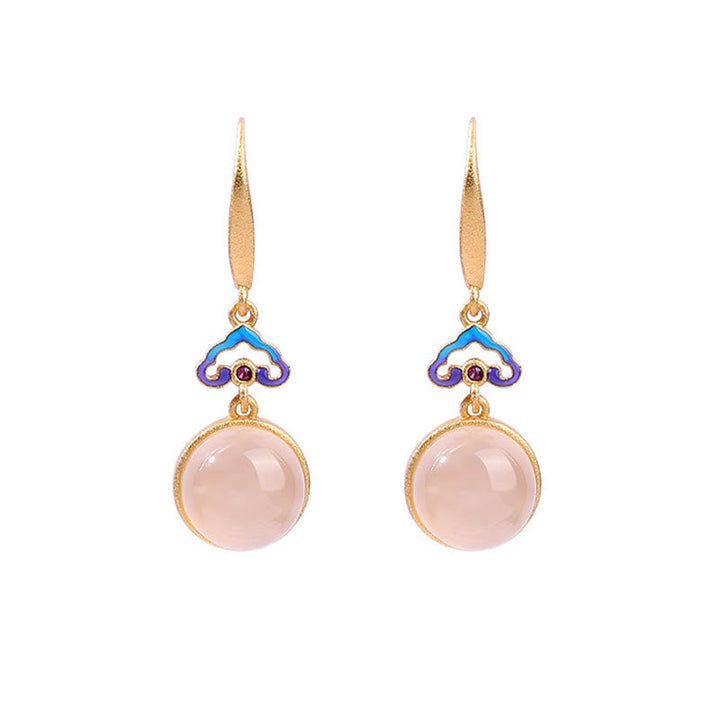 Chalcedon Ohrringe Silber vergoldet rosa Cloisonné Boho Schmuck Harmonie Ohrhänger