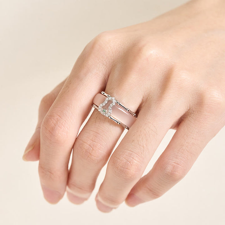 Silber Ring Chalcedon Kürbisblüte Harmonie getragen eleganter Designring