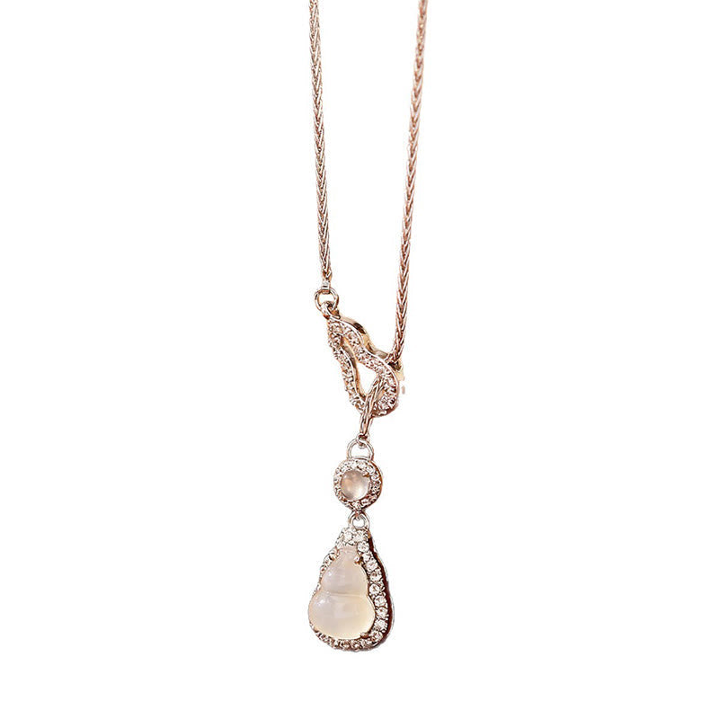 Chalcedon Kette mit Doppelkürbis Anhänger Kupferfassung eleganter Naturstein