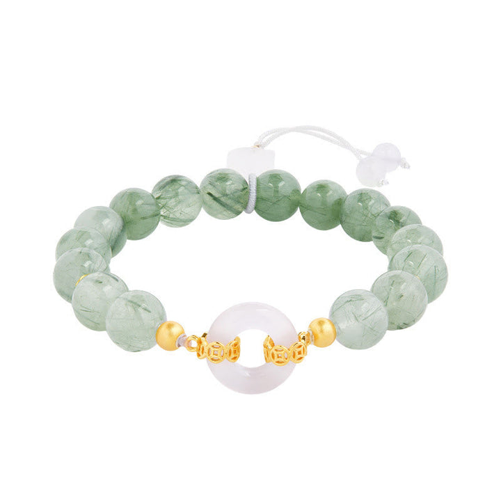 Armband 925 Silber Chalcedon Frieden Mut grüne Perlen Friedensschnalle Handgelenk