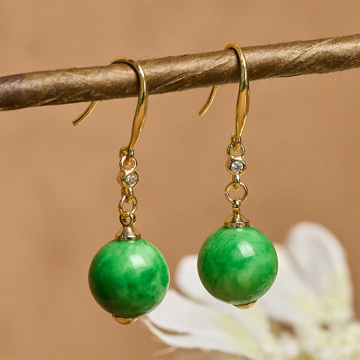 Ohrringe Chalcedon Silber Stärke Mut grüne Perlen Boho Schmuck spirituell