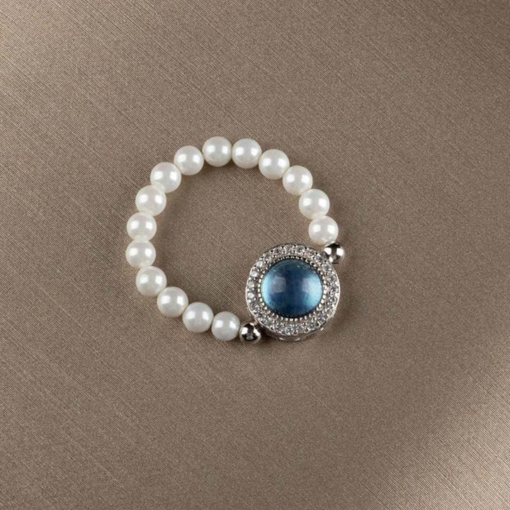 Perlenarmband mit Chalcedon Stein Silber Heilung Schutz Energie