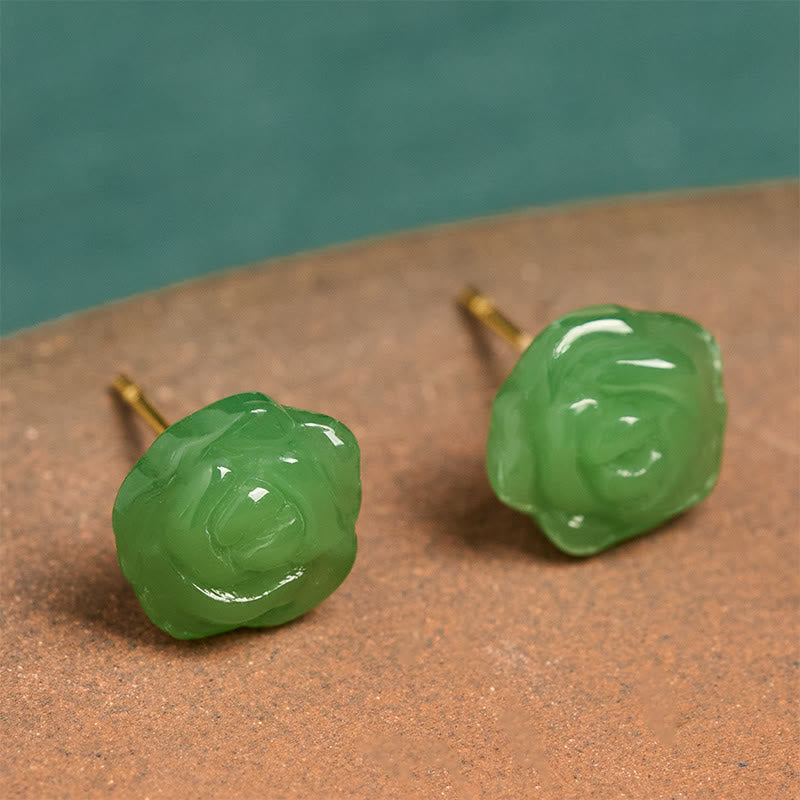 Chalcedon Rose Ohrringe grün Ohrstecker Boho Schmuck spirituell Stärke Mut