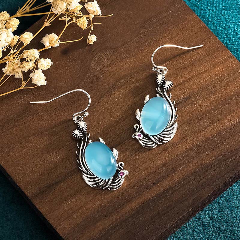Ohrringe Chalcedon Koi Balance Vitalität Silber Boho Schmuck spirituell Ohrhänger