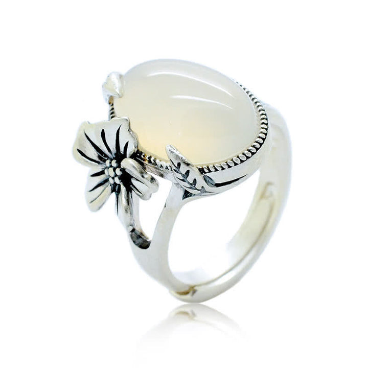 Ring Chalcedon Pflaumenblüte Silber Harmonie Positivität Edelstein Wohlbefinden