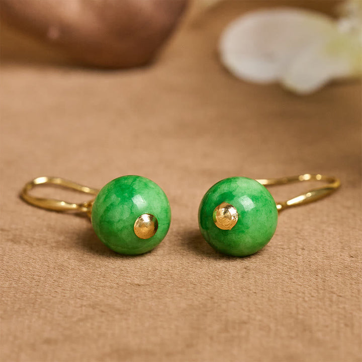 Grüne Jade Ohrringe Gold Ohrhänger Boho Schmuck spirituell elegant