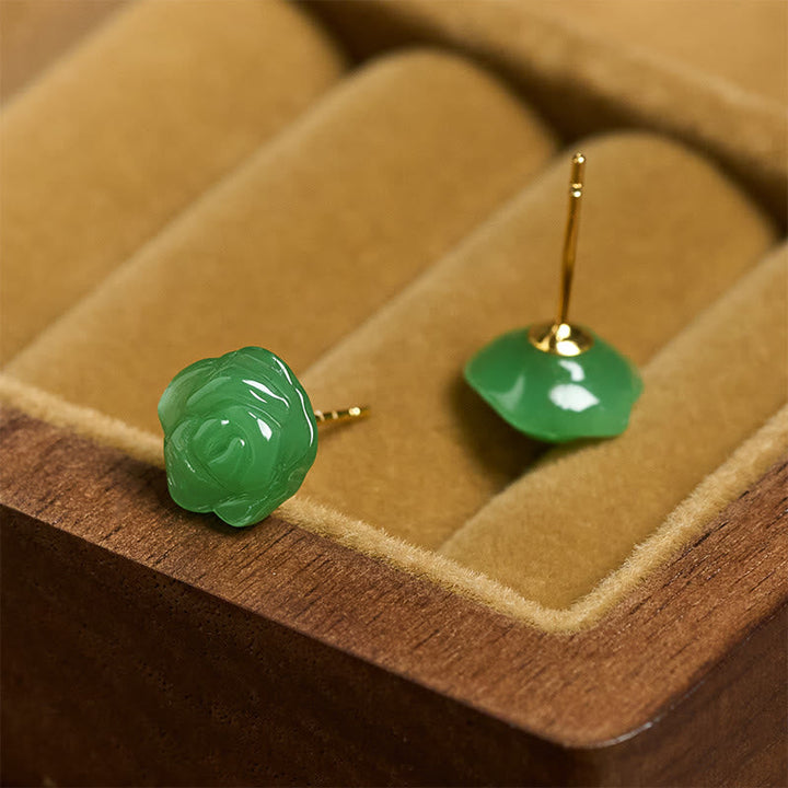 Ohrringe Chalcedon Rose Grün Ohrstecker Boho Schmuck spirituell Stärke Mut
