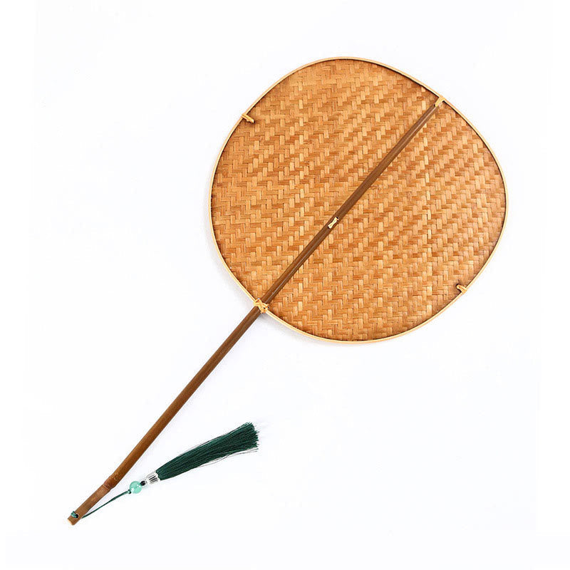 Chinesische Handfächer Bambus Geflochten Oval Wanddeko