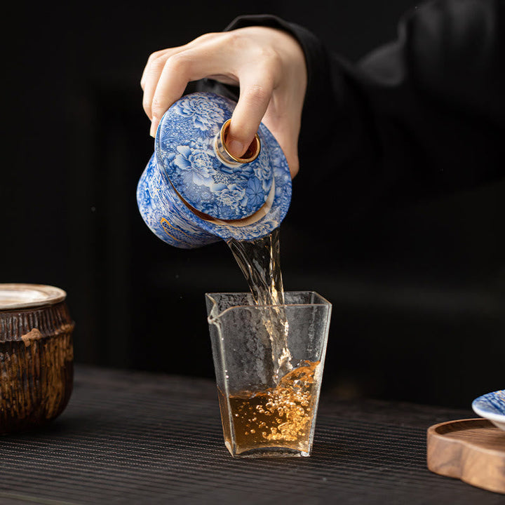 Chinesische Teetassen Drache Gaiwan Sancai Keramik Matcha