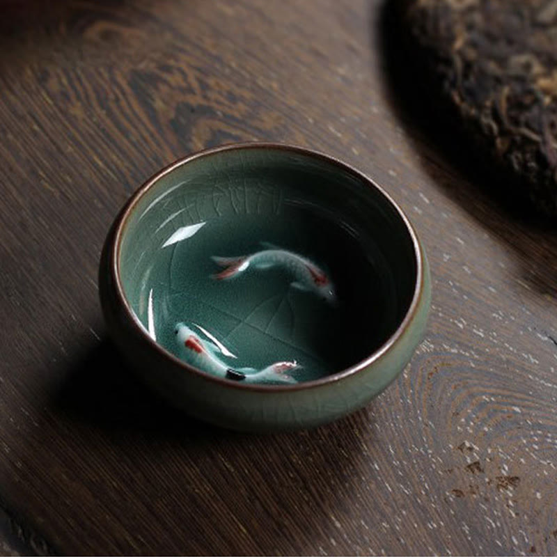 Chinesische Teetassen Koi Keramik Teezeremonie