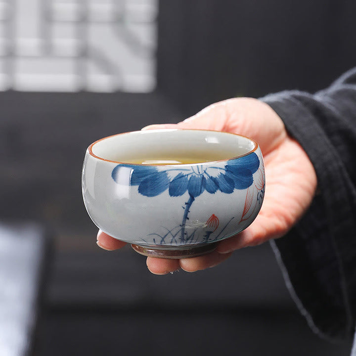 Chinesische Teetassen Lotus Bambus Keramik Deko