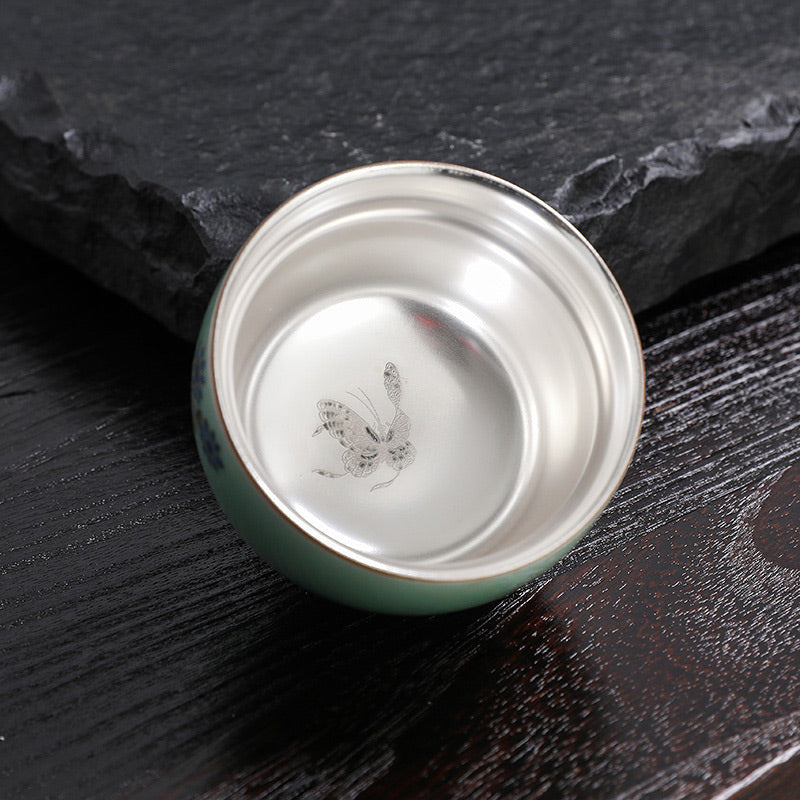 Chinesische Teetassen Schmetterling Koi Keramik Gaiwan