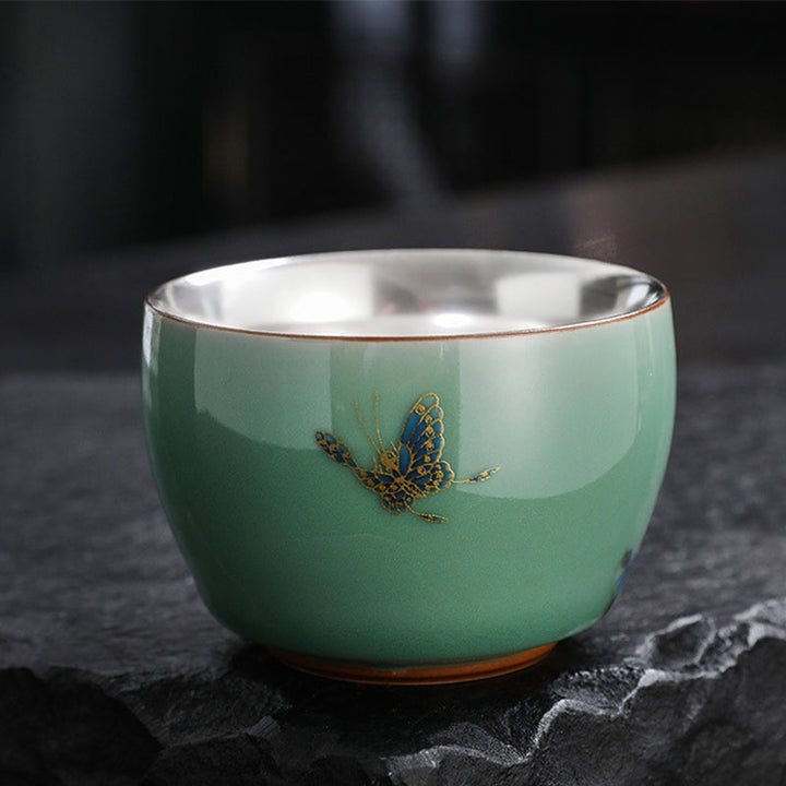 Chinesische Teetassen Schmetterling Koi Keramik Porzellan