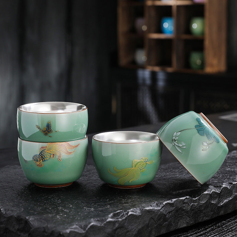 Chinesische Teetassen Schmetterling Koi Keramik