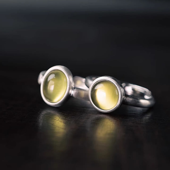Ring 925 Silber mit Prehnit Citrin gelben Steinen – Glück