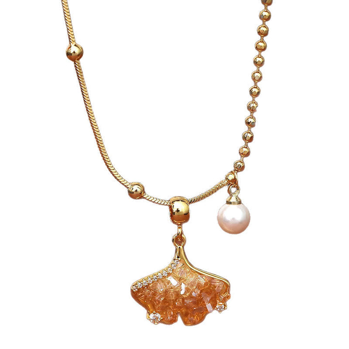 Citrin Kette mit Kupfer und Perle Anhänger Schutzstein