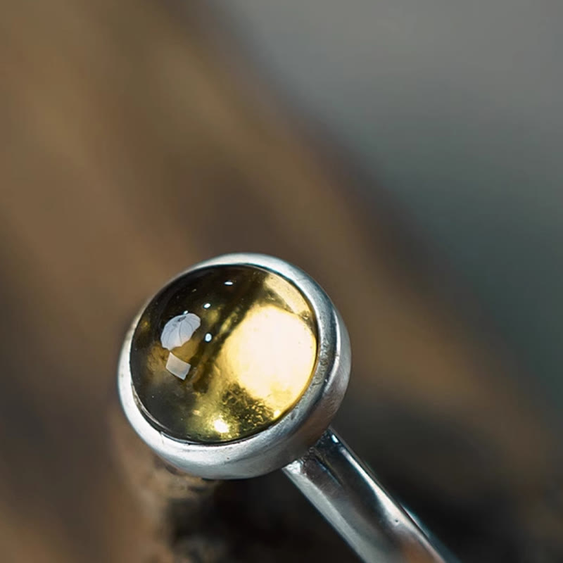 Ring 925 Silber mit Prehnit Citrin Stein Glück Energie Schmuck