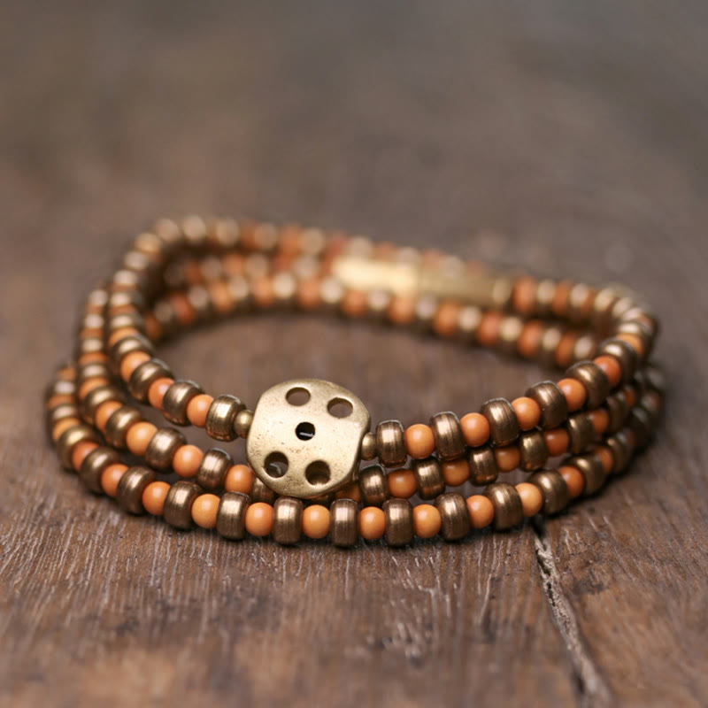 Armband Kupfer – Wohlstand Stärke mit Würfel Perlen gewickelt