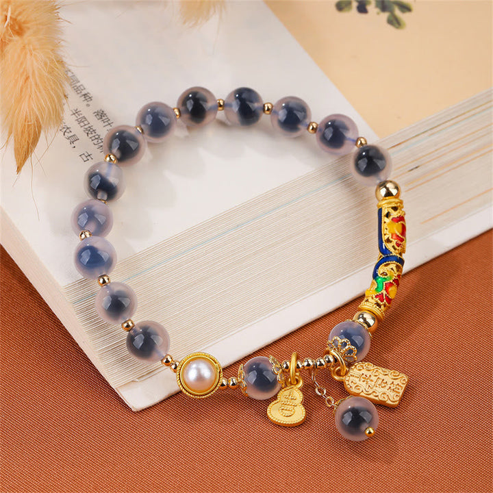 Armband Achat – Stärke Energie mit goldenem Perlenanhänger