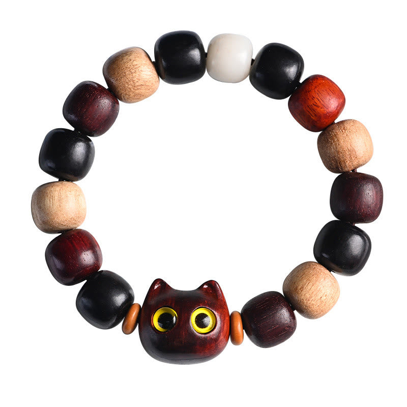 Armband Holz Katze - Schutz Ruhe Glück