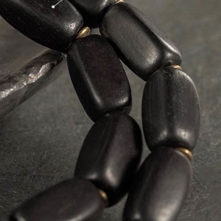 Armband Kupfer Ebenholz Balance schwarze Perlen Naturstein elastisch