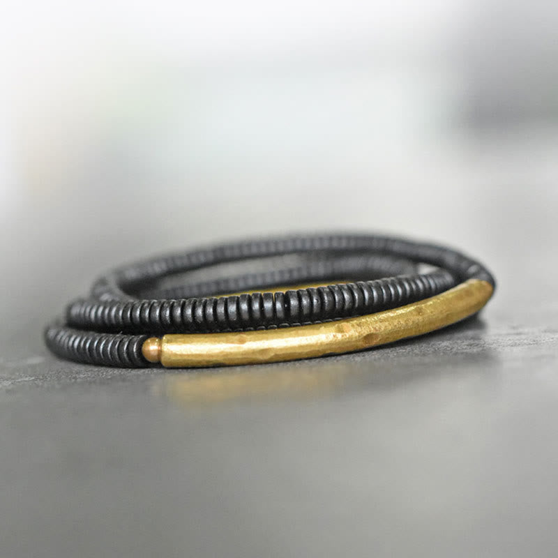 Armband Kupfer Ebenholz Balance zwei Wickel elegantes Design grau
