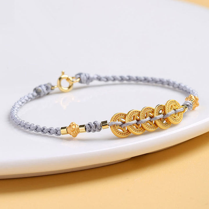 Armband Kupfer Perle Glück grau gold elegant Handgelenk getragen