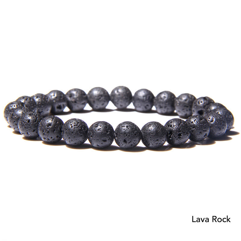 Lava Rock Armband Kristall schwarze Perlen elastisch Nahaufnahme Produktfoto